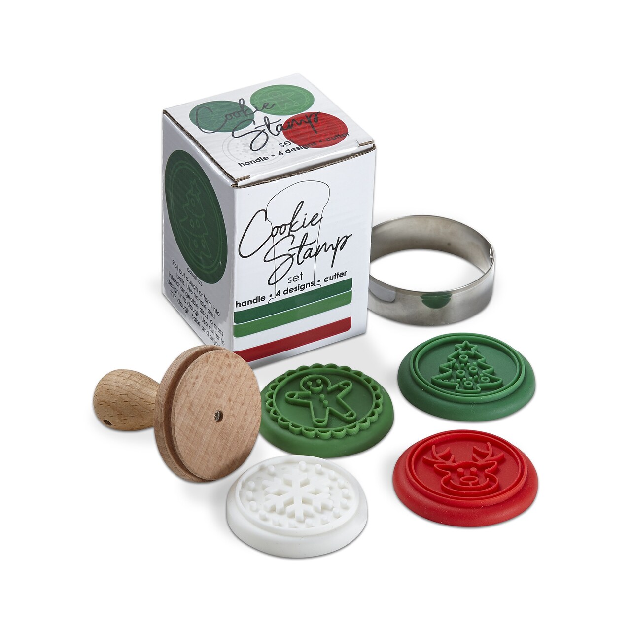 Christmas Cookie Stamps Set of 4 Silicone Cookie Cutters Baking Accessories Silver 2.5in x 2.5in x 2.75in Hand Wash Only